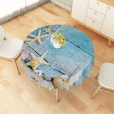 Lofaris Blue Water Conch Shell Beach Summer Round Tablecloth